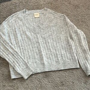 Harper Heritage Light Gray V-Neck Sweater - Oversized